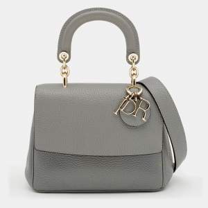 Pre Owned Dior Grey Leather Mini Be Dior Flap Bag