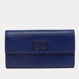 Pre Owned Dior Navy Blue Patent Leather Mania Rendez-Vous Wallet