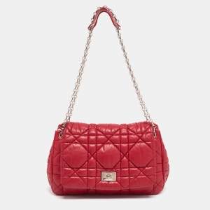 Pre Owned Dior Red Cannage Soft Leather Milly La Forêt Shoulder Bag