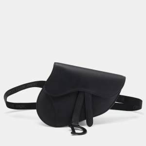 Pre Owned Dior Black Leather Saddle Belt Bag