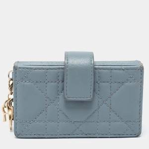 Dior Cloud Blue Cannage Leather 5 Gusset Card Holder