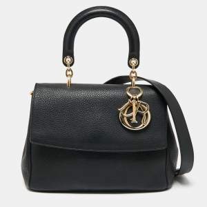 Pre Owned Dior Black Leather Small Be Dior Flap Top Handle Bag