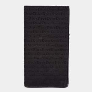 Pre Owned Dior Black Monogram Canvas and Leather Bifold Long Wallet