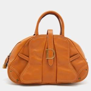 Dior Brown Leather Double Saddle Bowler Bag