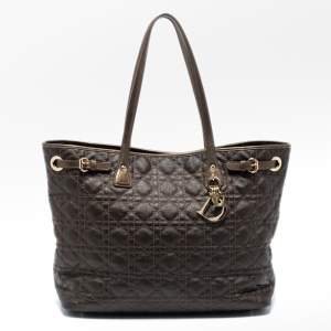 Pre Owned Dior Brown Cannage Coated Canvas Panarea Tote 