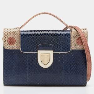 Pre Owned Dior Multicolor Python Diorever Top Handle Bag