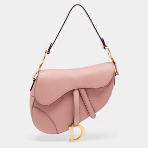 Pre Owned Dior Pink Leather Saddle Shoulder Bag