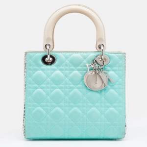 Pre Owned Dior Multicolor Leather And Water Snake Medium Lady Dior Tote