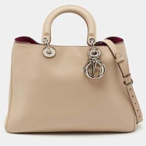 مملوكة مسبقًا Dior Beige Leather Large Diorissimo Tote 
