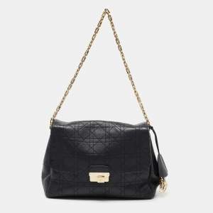 Pre Owned Dior Black Cannage Leather Large Diorling Shoulder Bag