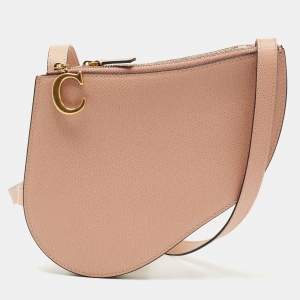 Pre Owned Dior Beige Leather Saddle Triple Zip Crossbody Bag