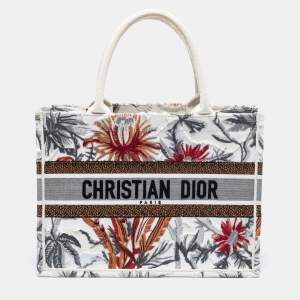 مملوكة مسبقًا Dior Multicolor Toile De Jouy Tropicalia Embroidered Canvas Medium Book Tote