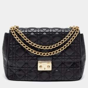 Pre Owned Dior Black Cannage Leather Miss Dior Medium Flap Bag