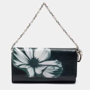 Pre Owned Dio Black Leather Lady Dior Wallet On Chain