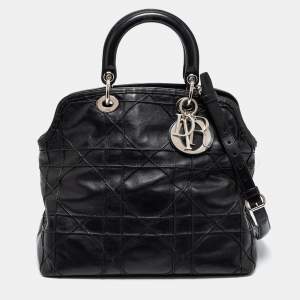 Pre Owned Dior Black Quilted Leather Granville Tote