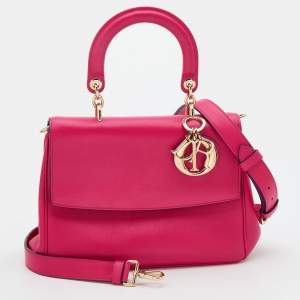Pre Owned Dior Pink Leather Small Be Dior Flap Top Handle Bag