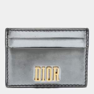 Pre Owned Dior Grey Patent Leather D-Fence Card holder