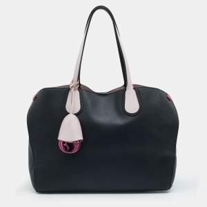 Pre Owned Dior Black/Pink Leather Addict Shopping Tote
