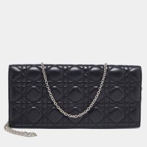 Dior Black Quilted Leather Lady Dior Clutch