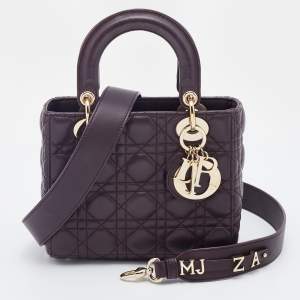 Pre Owned Dior Burgundy Cannage Leather Small My Lady Dior Tote