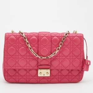 Pre Owned Dior Pink Cannage Leather Large Miss Dior Flap Bag