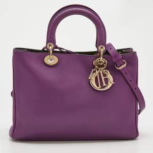 Dior Purple Leather Medium Diorissimo Tote