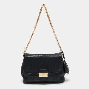 Pre Owned Dior Black Leather Small Diorling Shoulder Bag