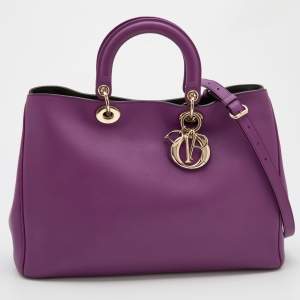 Dior Purple Leather Large Diorissimo Shopper Tote