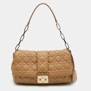Pre Owned Dior Beige Cannage Leather Large Miss Dior Flap Bag