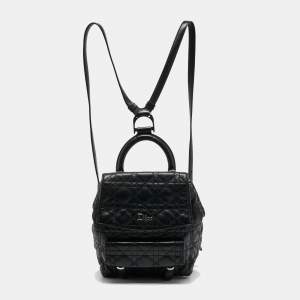 Dior Black Cannage Quilted Leather Small Stardust Backpack