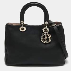 Pre Owned Dior Black Leather Medium Diorissimo Tote