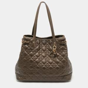 Dior Metallic Brown Cannage Coated Canvas and Leather Panarea Tote