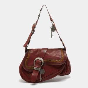 مملوكة مسبقًا Dior Brick Red Leather Large Gaucho Double Saddle Shoulder Bag