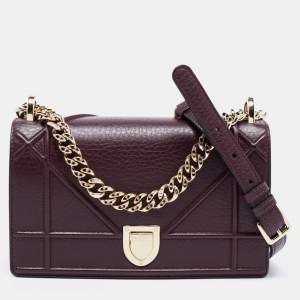 Dior Burgundy Leather Small Diorama Shoulder Bag