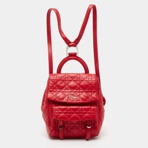 Dior Red Cannage Quilted Leather Small Stardust Backpack