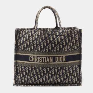 Pre Owned Dior Blue Oblique Canvas Large Book Tote
