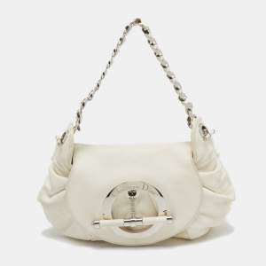 Dior White Leather Jazz Club Shoulder Bag