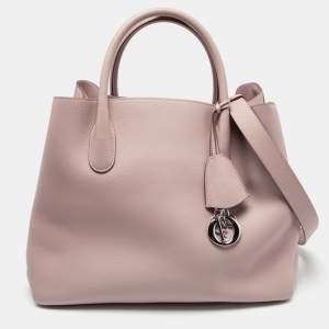 Pre Owned Dior Pink Leather Open Bar Tote