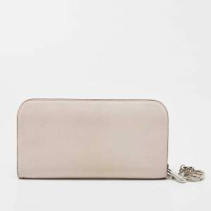 Pre Owned Dior Light Pink Leather Voyageur Continental Wallet