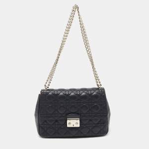 Dior Dark Blue Cannage Leather Miss Dior Medium Flap Bag