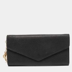Dior Black Leather Diorissimo Continental Wallet
