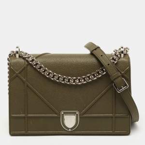 Dior Green Leather Medium Diorama Flap Shoulder Bag
