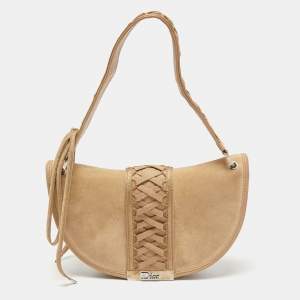 Pre Owned Dior Beige Suede and Leather Admit It Shoulder Bag