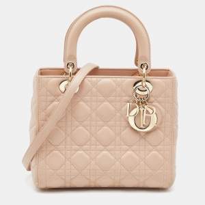 Dior Beige Cannage Leather Medium Lady Dior Tote 