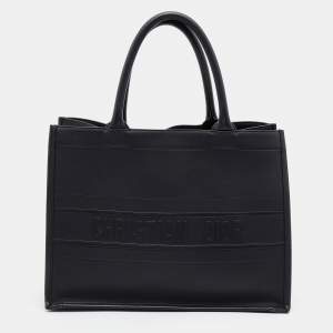 Pre Owned Dior Black Embossed Leather Medium Book Tote