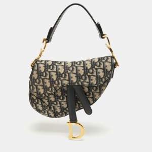Dior Blue Diorissimo Canvas and Leather Mini Saddle Bag