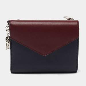 Dior Burgundy/Dark Blue Leather Diorissimo Envelope Wallet