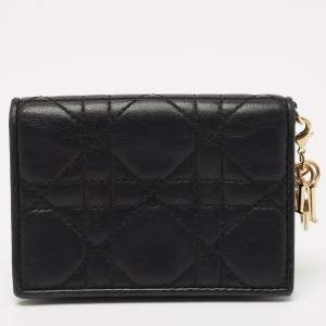 Dior Black Cannage Leather Mini Lady Dior Card Case