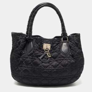 Dior Black Cannage Nylon and Leather Charming Hobo