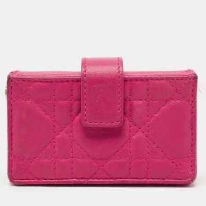 Dior Pink Cannage Leather 5 Gusset Card Holder